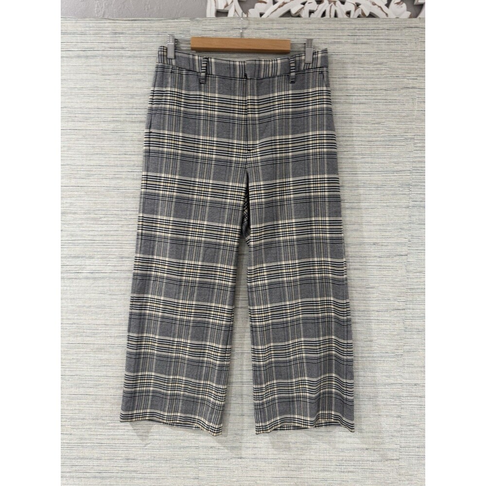 Banana Republic Black Gray Yellow Plaid Crop Wide Leg Trousers 8 | Fall Workwear